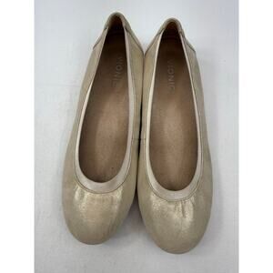 Vionic Anita Gold Shimmer Ballet Flats Size 9W Wide Comfort Shoes